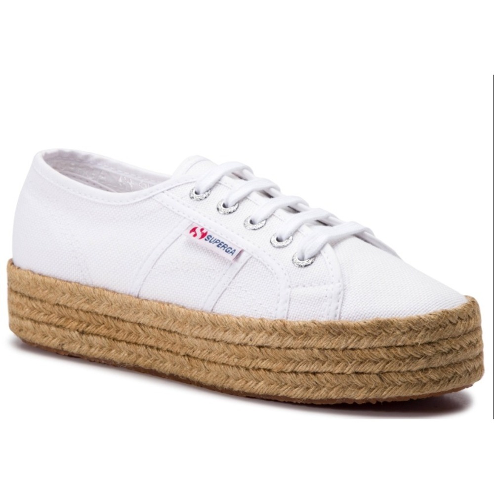 Superga Rope White Espadrille‎ Platform Flatform Sneakers Women's EU 39 US 8 NEW